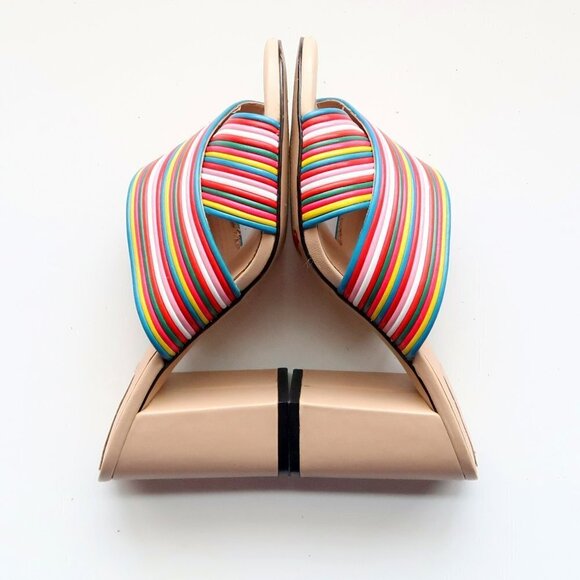 Aldo Rainbow Multicolor Block Heel Open Toe Mule Sandals Summer Shoes Size 7 - Picture 11 of 16